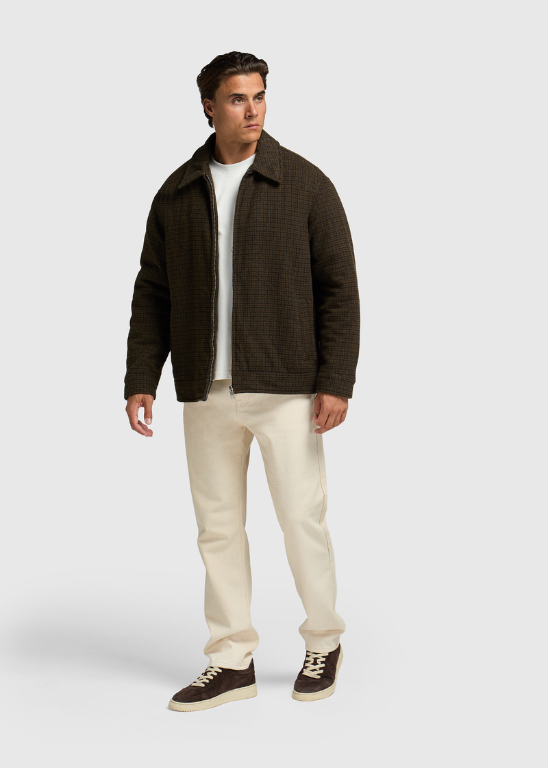 Padded Houndstoot Overshirt - Brown