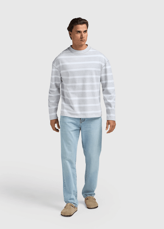 Ringelshirt Langarm - Grau meliert