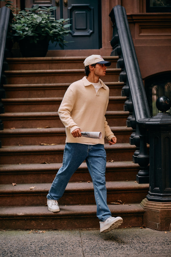 Heavy Knit Polo - Light Sand
