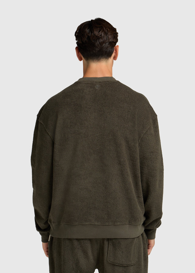Toweling Bouclé Crewneck - Forest Green