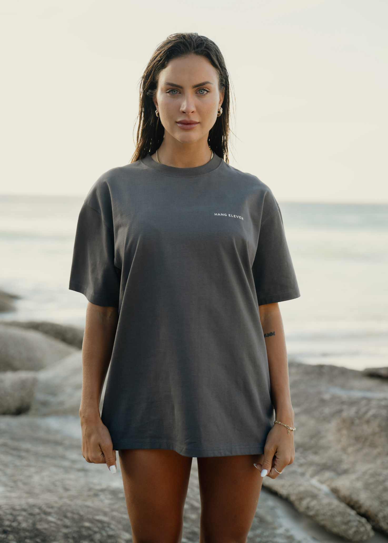 Organic Coral Tee - Anthracite