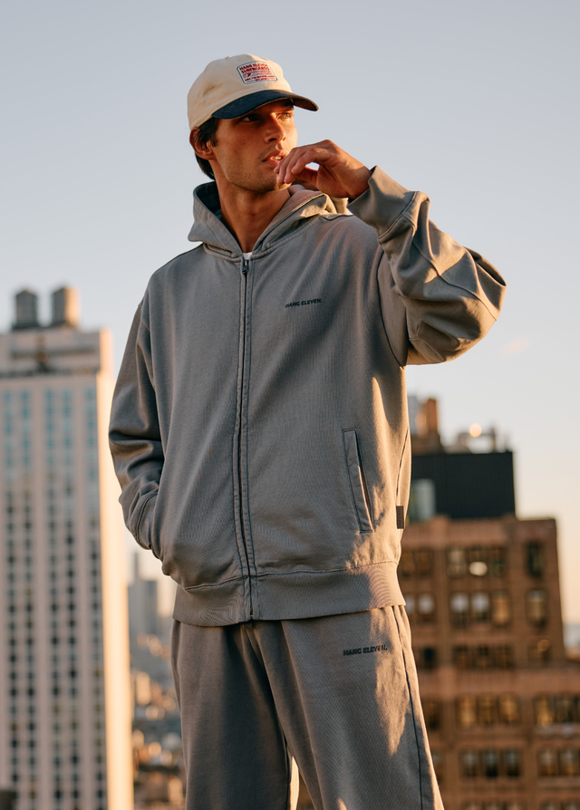 Veste zippée Premium Blanks - Gris délavé