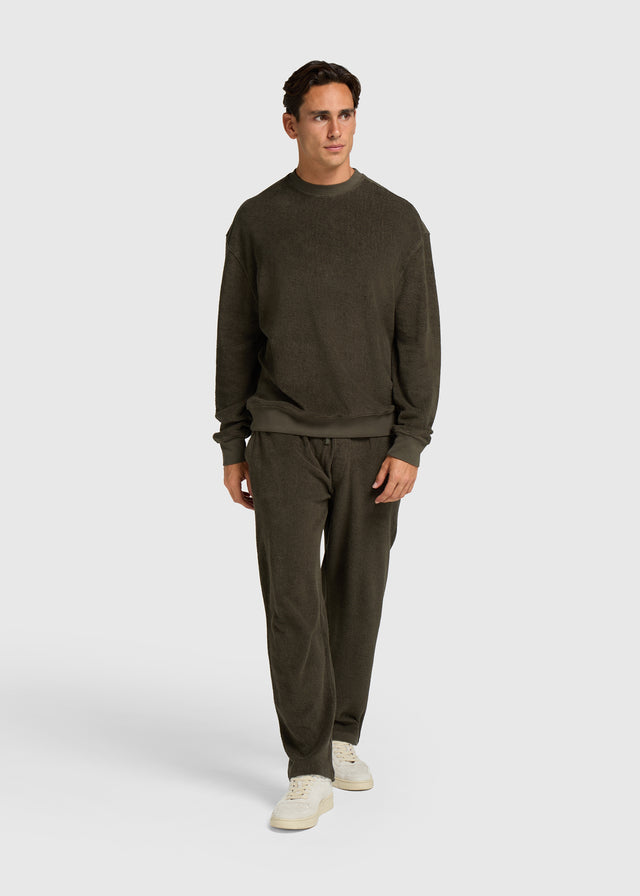 Toweling Bouclé Crewneck - Forest Green