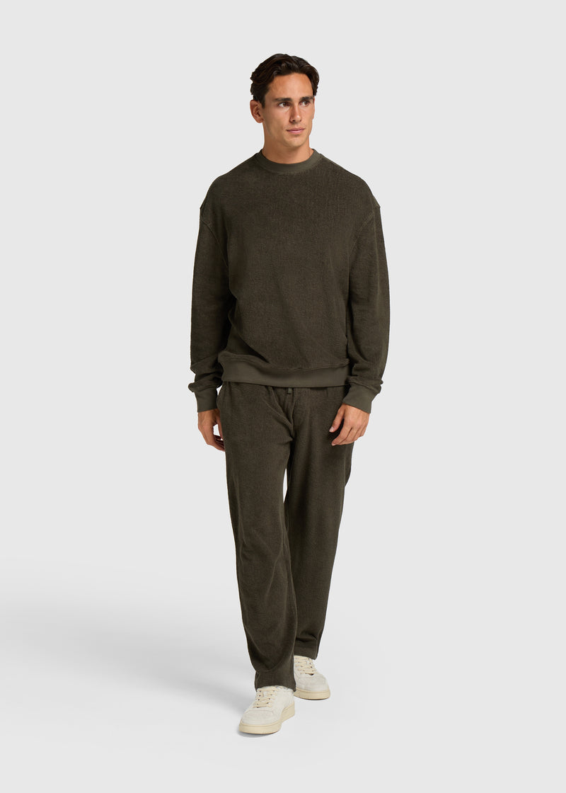 Toweling Bouclé Crewneck - Forest Green