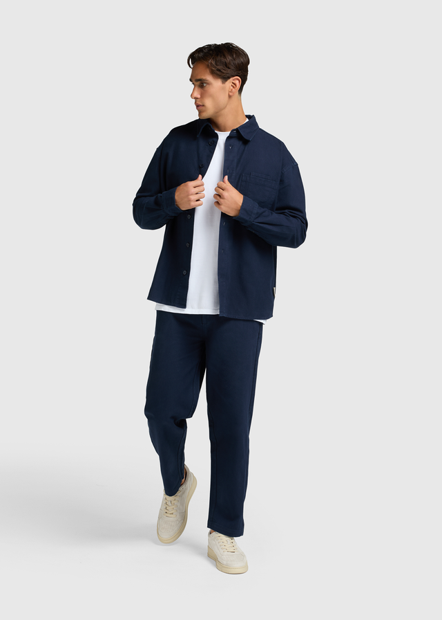 Herringbone Trouser - Navy Blue