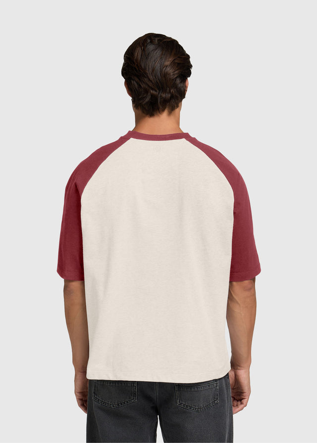 Boxy Colour Block Tee - Washed Red
