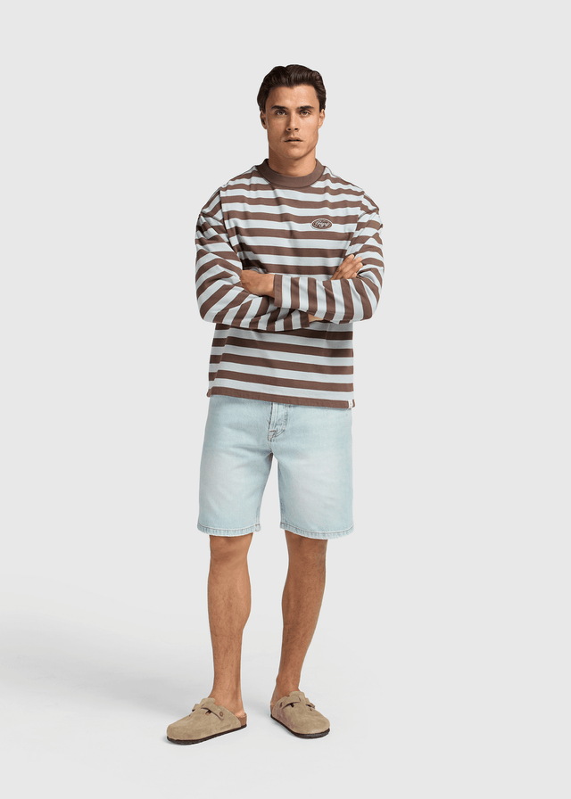 Gestreiftes Langarmshirt - Schokolade