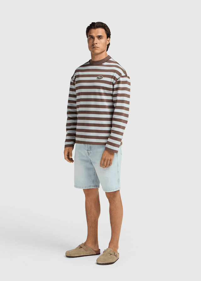 Gestreiftes Langarmshirt - Schokolade