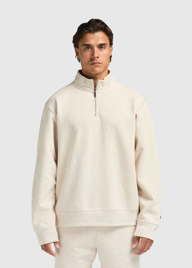 Vintage-Pullover mit halbem Reißverschluss – Sand