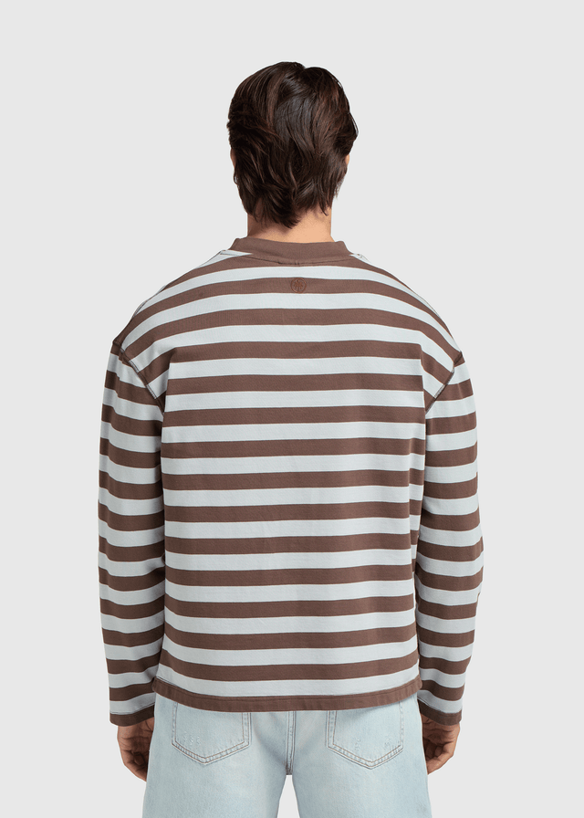 Gestreiftes Langarmshirt - Schokolade
