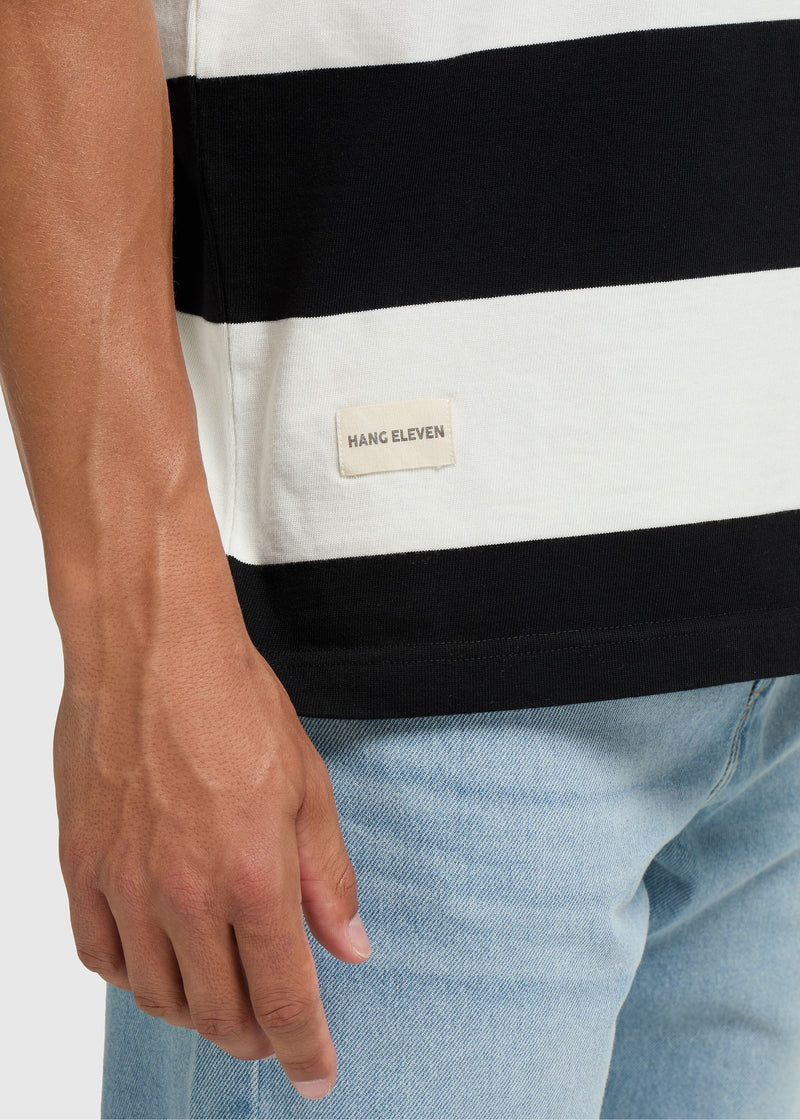 Big Stripe Tee - Off Black