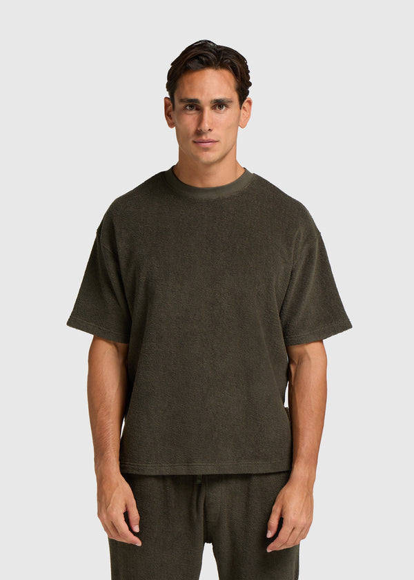 Toweling Bouclé Tee - Forrest Green