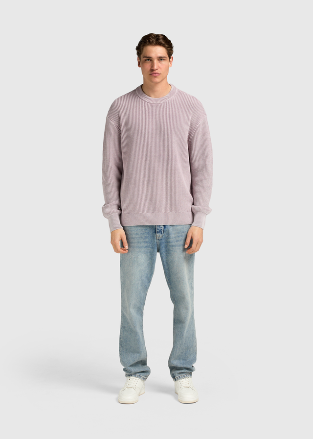 Col rond en tricot lavé - Lilas