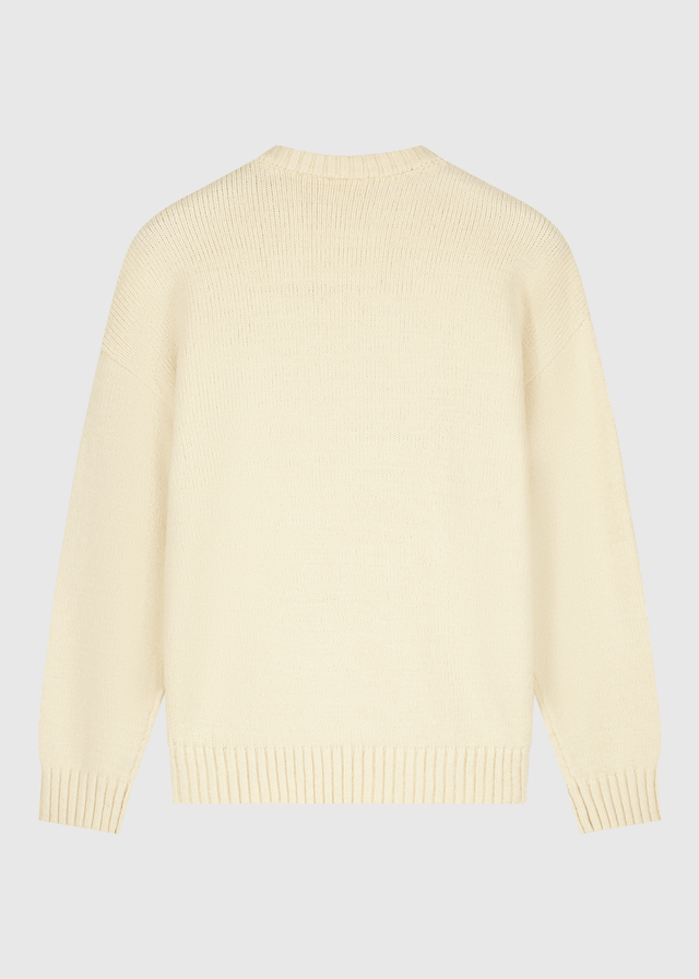Schwer gestrickter Rundhalsausschnitt – Hellbeige