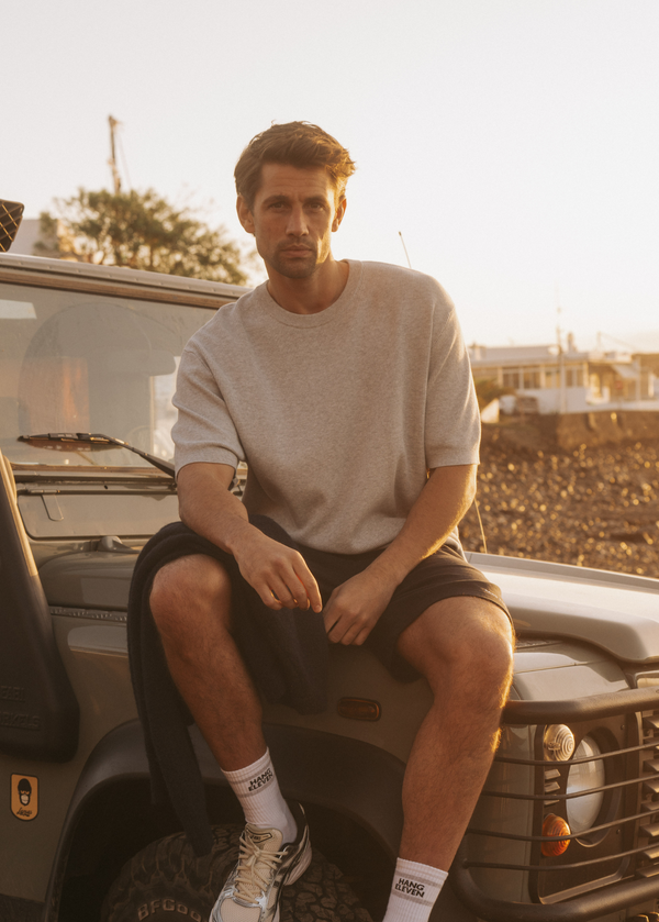 Waffle Knitted Tee - Grey Melange