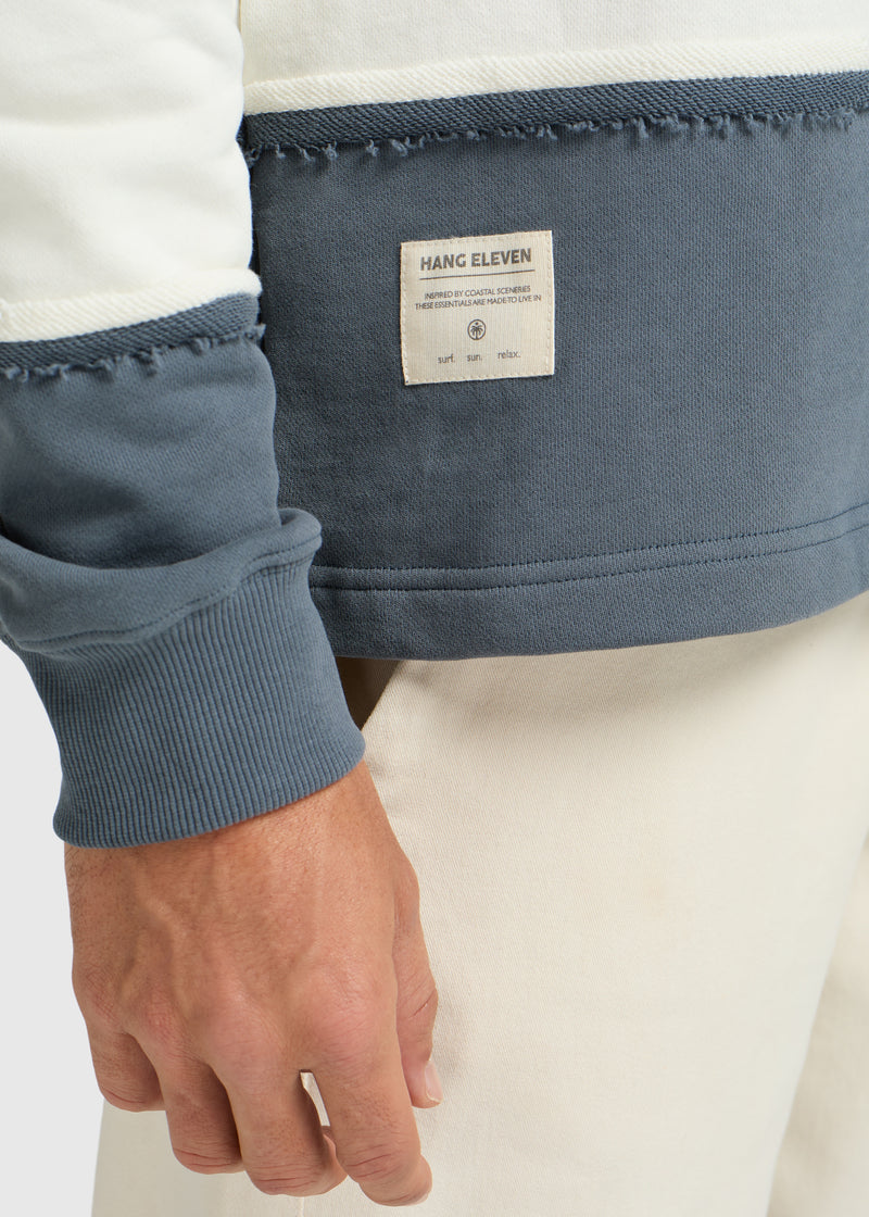 Raw Edge Big Stripe Polo - Ombre Blue