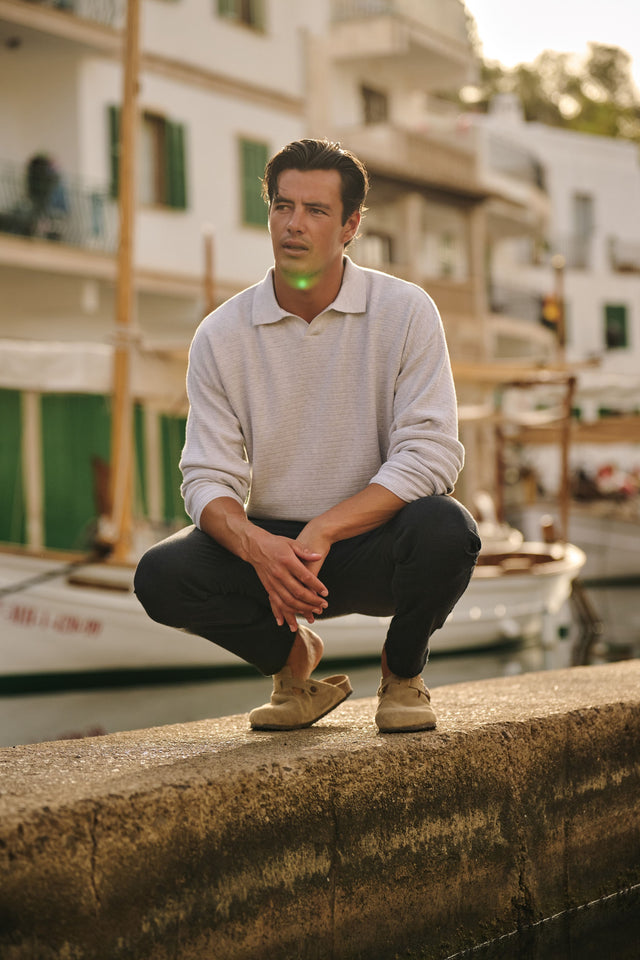 Structure Knit Polo - Grey Melee