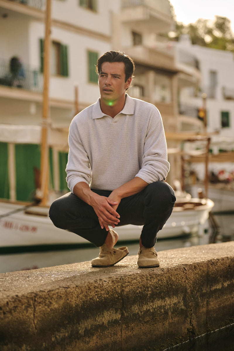 Structure Knit Polo - Grey Melee