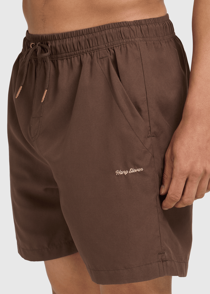 Solid Swim Short - Chocolate Brown