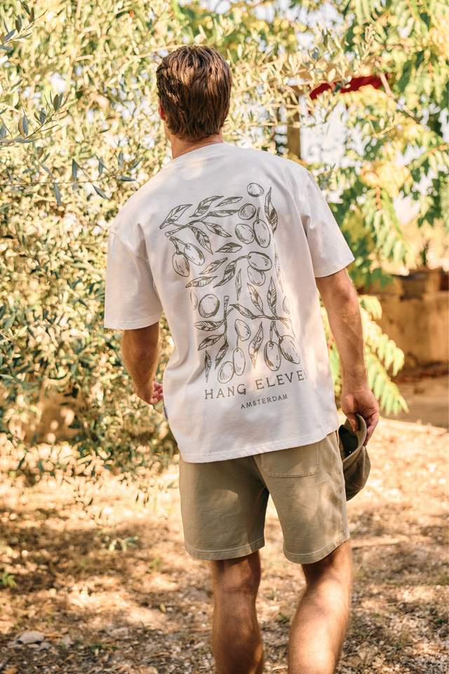 T-shirt Olive - Blanc cassé