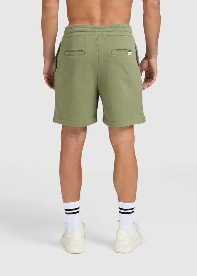 Vintage-Sweatshirt-Shorts aus gewaschenem Stoff – Moosgrün 