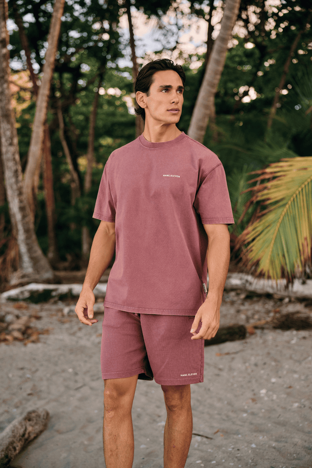 Gewaschene Essential Sweatshorts - Rot