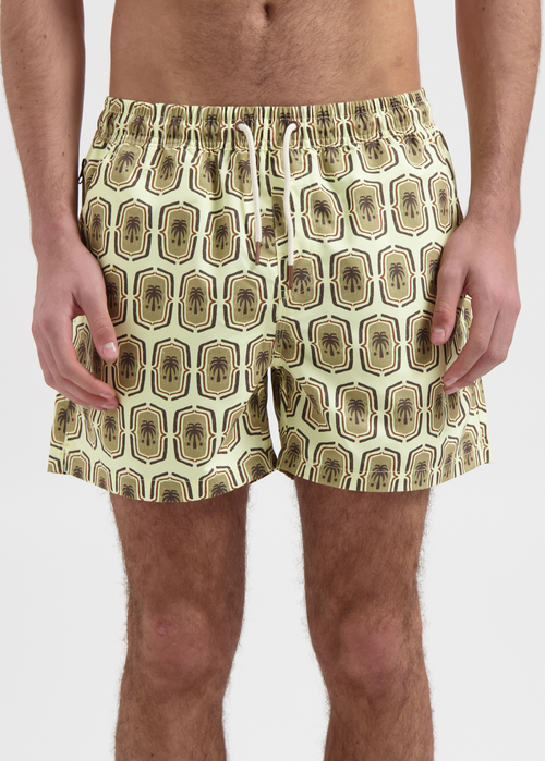 Palm Badge Swim Short - Pastel Yellow