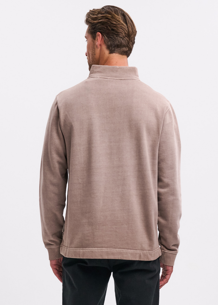 Washed Half Zip Sweater - Brown
