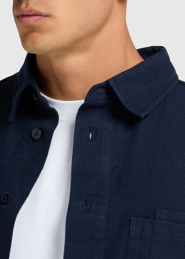 Herringbone Shirt - Navy Blue