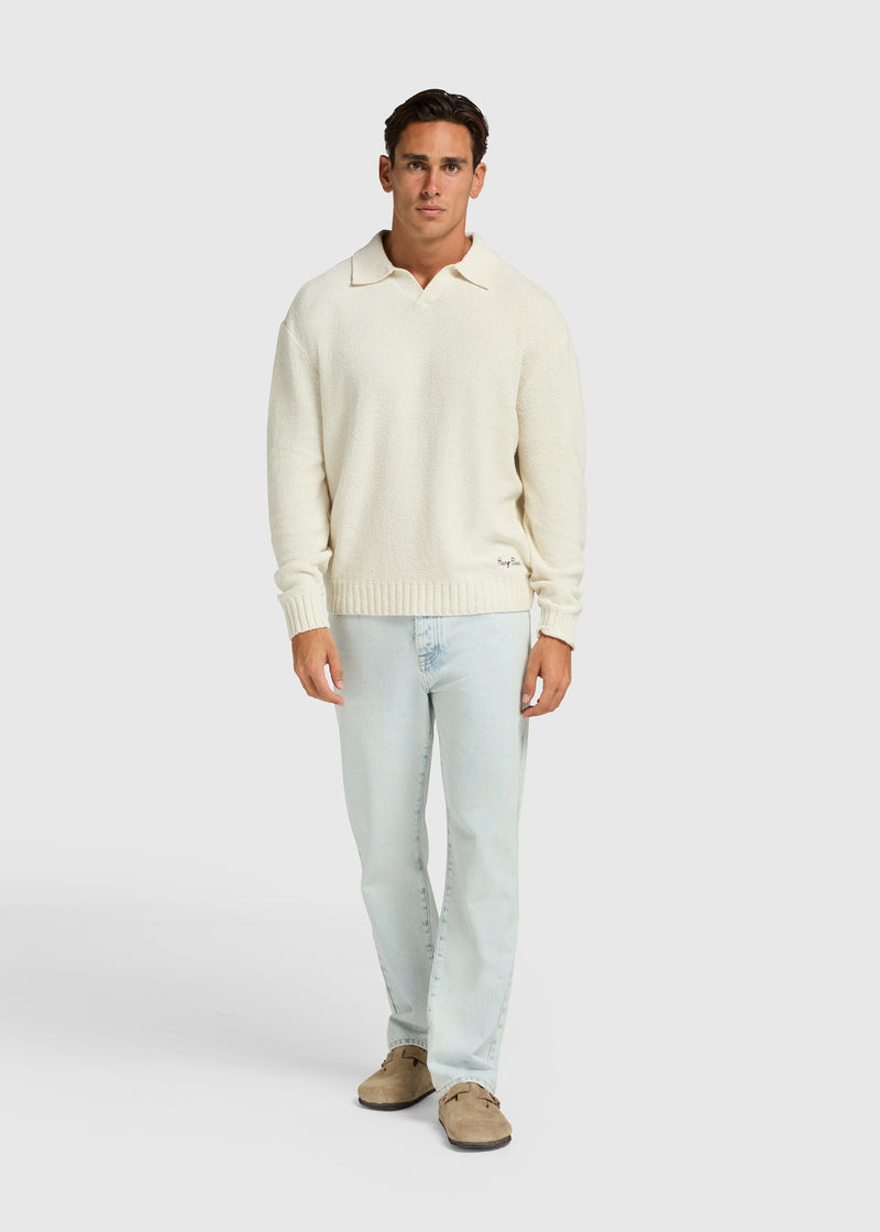 Loop Knit Polo - White Sand