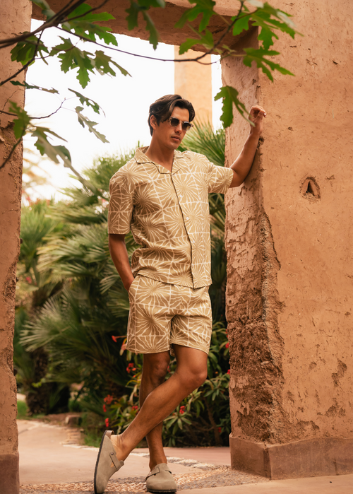 Flower Slub Shirt - Sand