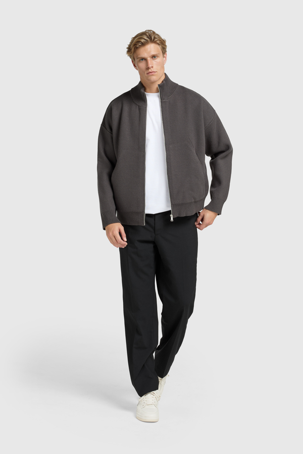 Knitted Full Zip Vest - Anthracite