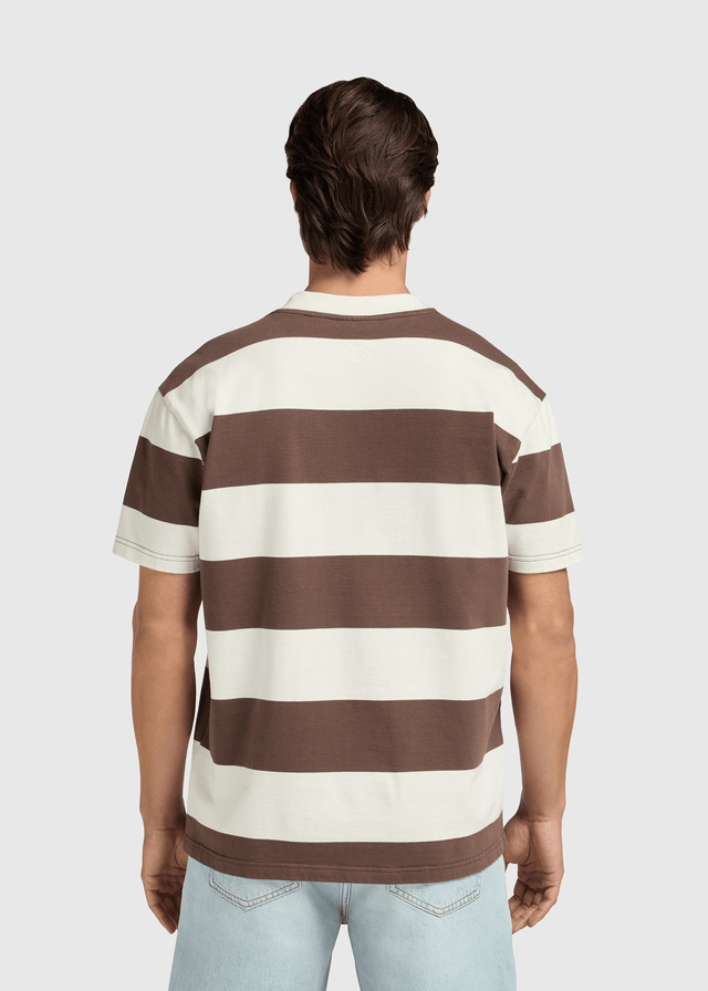 T-shirt larges rayures - Marron