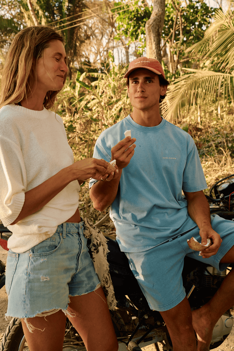 Washed Essential Sweat Short - Light Blue