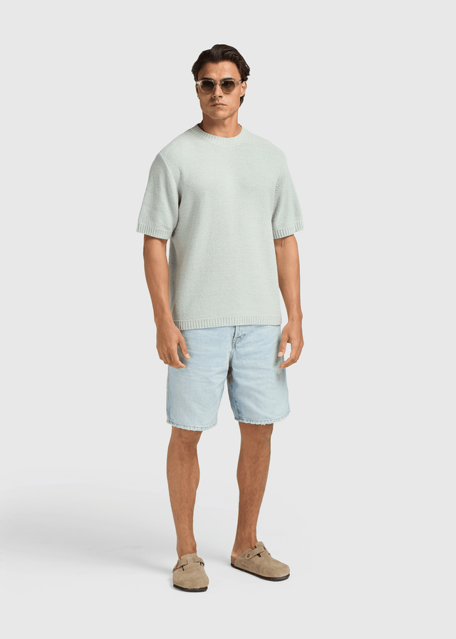 Loop-Strick-T-Shirt - Hellgrün