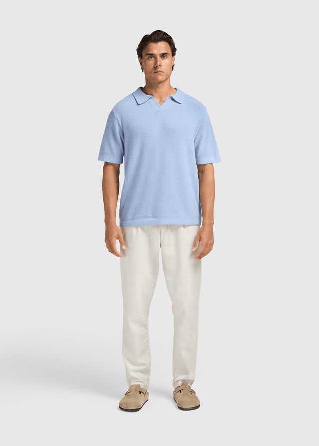 Loop Knit Polo - Light Blue