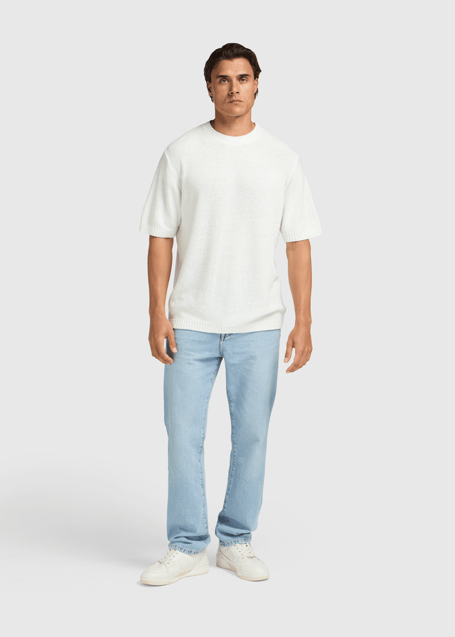 Loop-Strick-T-Shirt – Weiß
