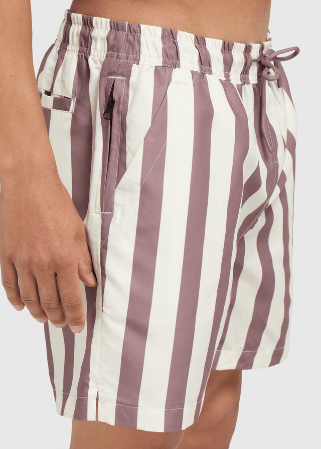 Gestreifte Badeshorts – Mauve
