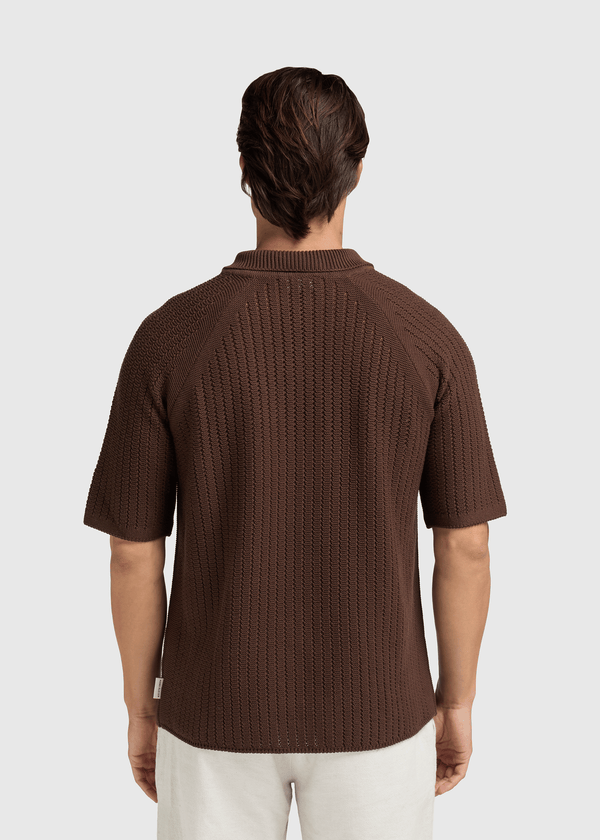 Structure Knit Polo - Brown