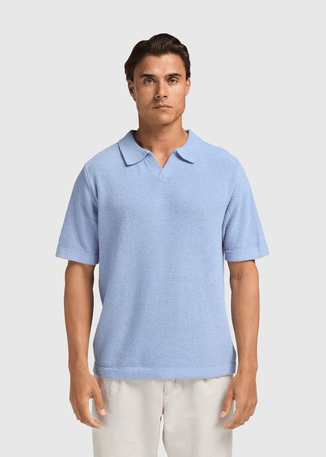 Loop Knit Polo - Light Blue