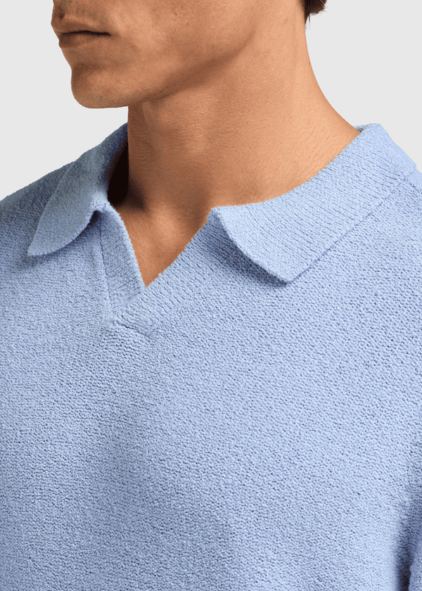 Loop Knit Polo - Light Blue