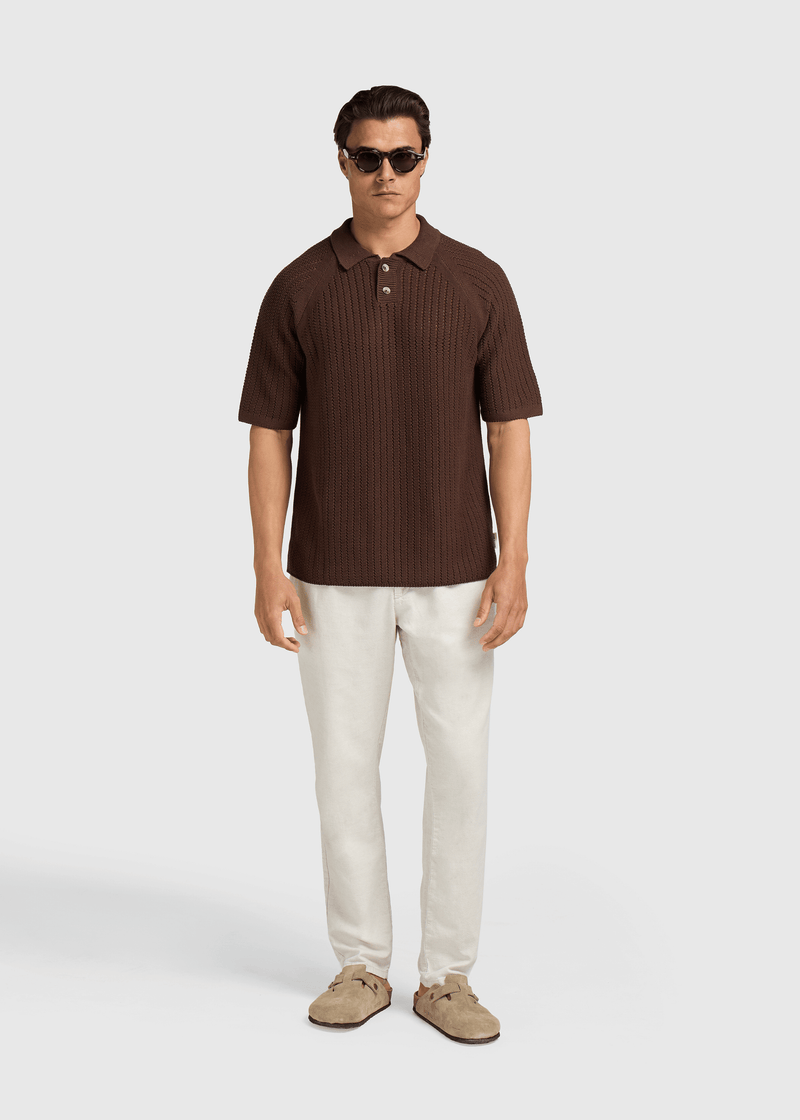 Polo mit Kontrastkragen – Braun