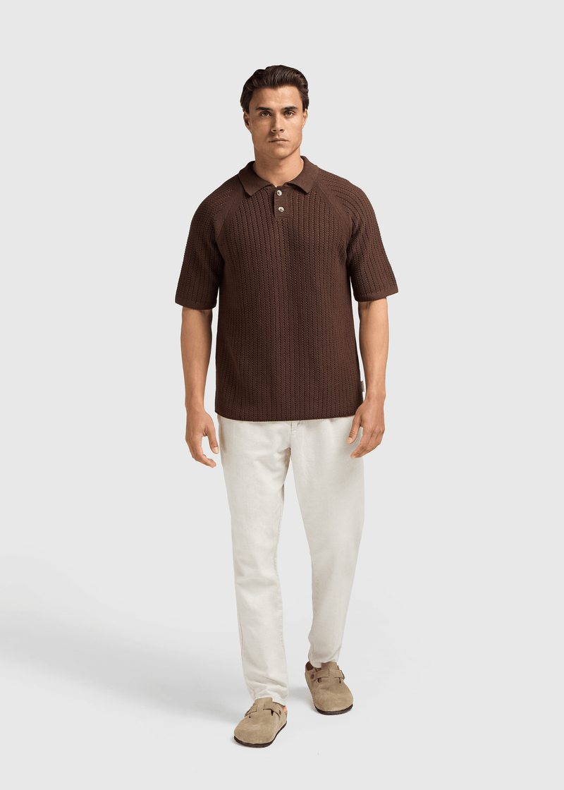 Polo mit Kontrastkragen – Braun
