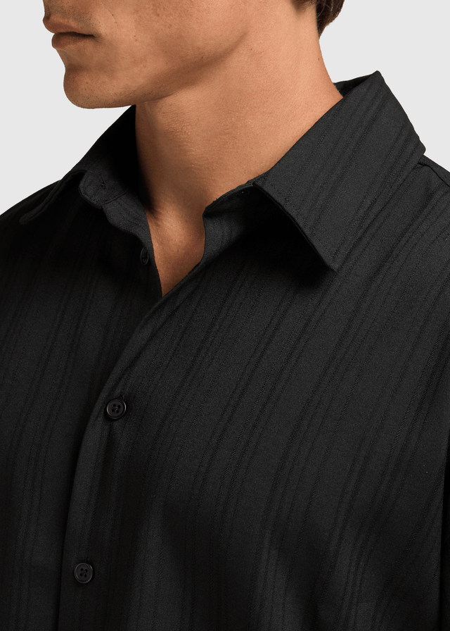 Jacquard-Sommerhemd – Schwarz