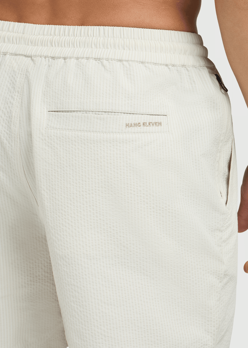 Stripe Seersucker Swim Short - White Sand