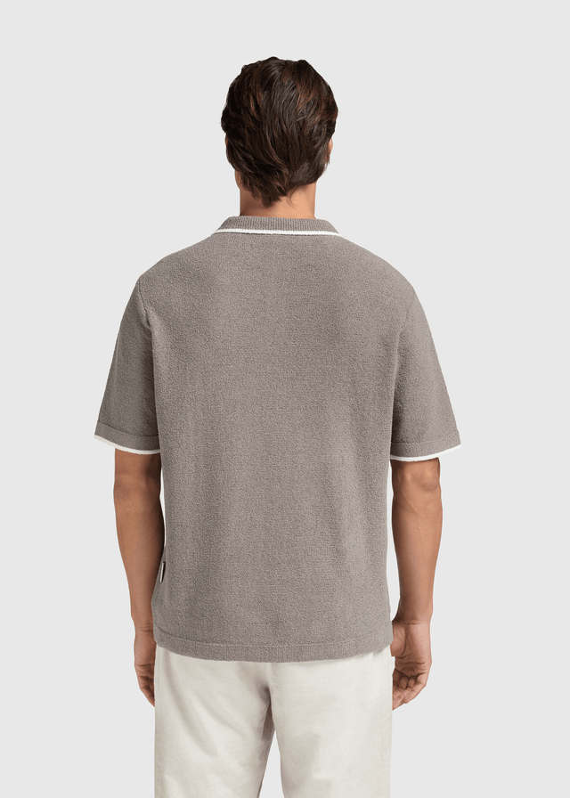 Loop Knit Contrast Polo - Chimera Grey