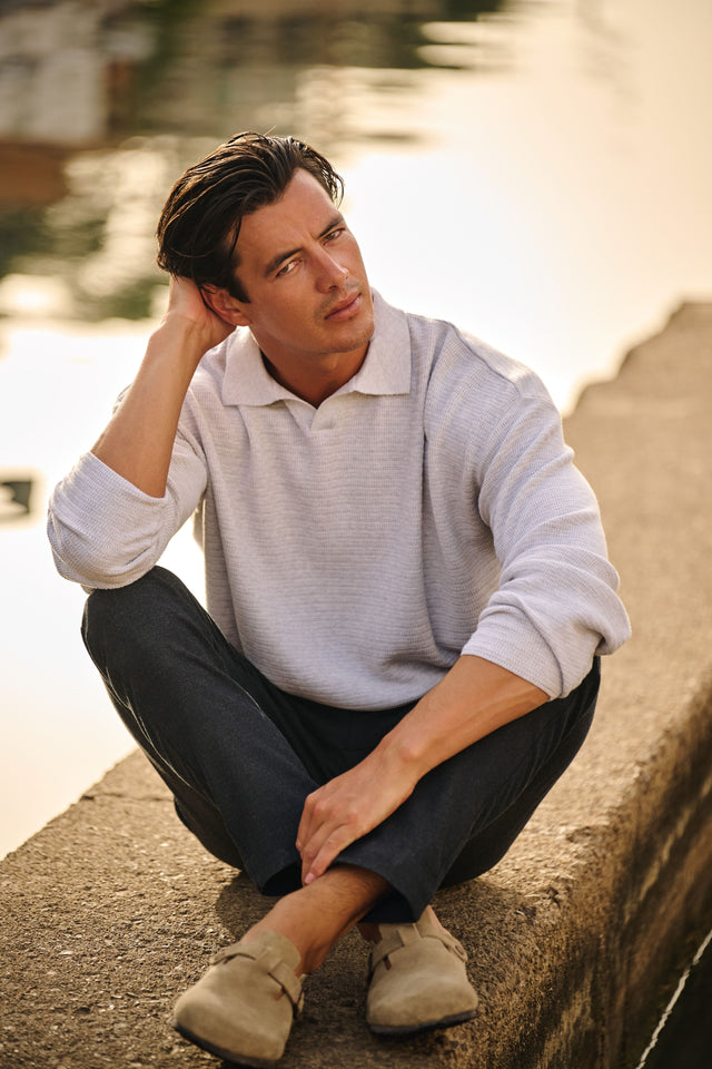 Structure Knit Polo - Grey Melee