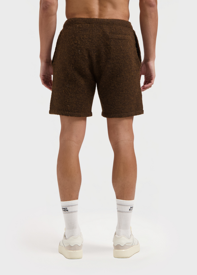 Weiche Strickshorts – Braun