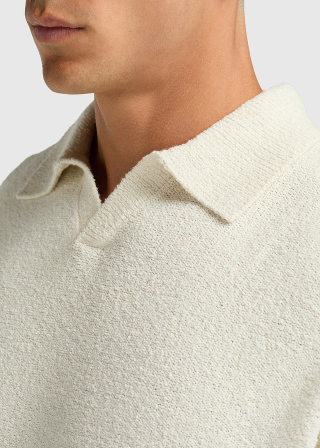 Loop Knit Polo - White Sand