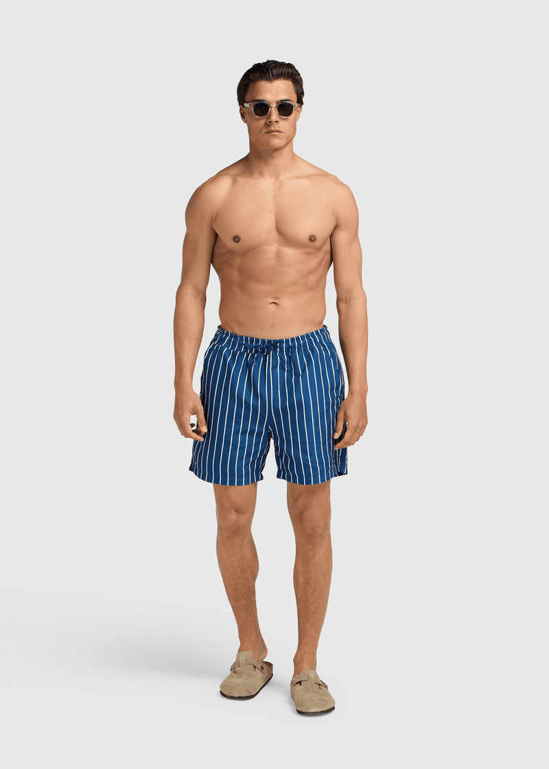 Striped Swim Short - Navy
